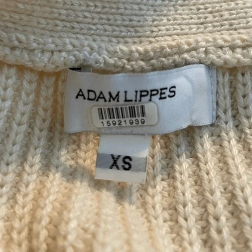 Adam‎ Lippes x RTR Tie Waist Cardigan Sweater Ivory Wool-Blend Ribbed Knit XS